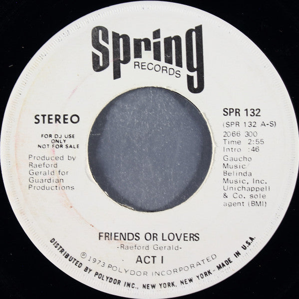 Act 1 : Friends Or Lovers (7", Mono, Promo)