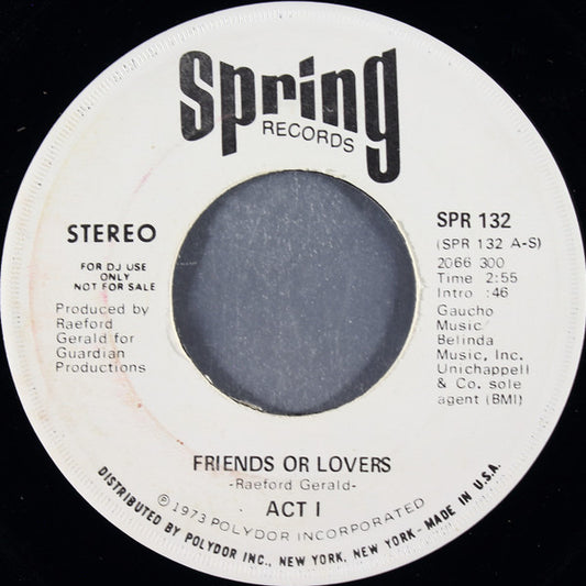 Act 1 : Friends Or Lovers (7", Mono, Promo)