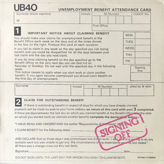 UB40 : Signing Off (LP, Album)
