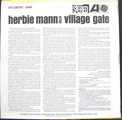 Herbie Mann : Herbie Mann At The Village Gate (LP, Album, RE)