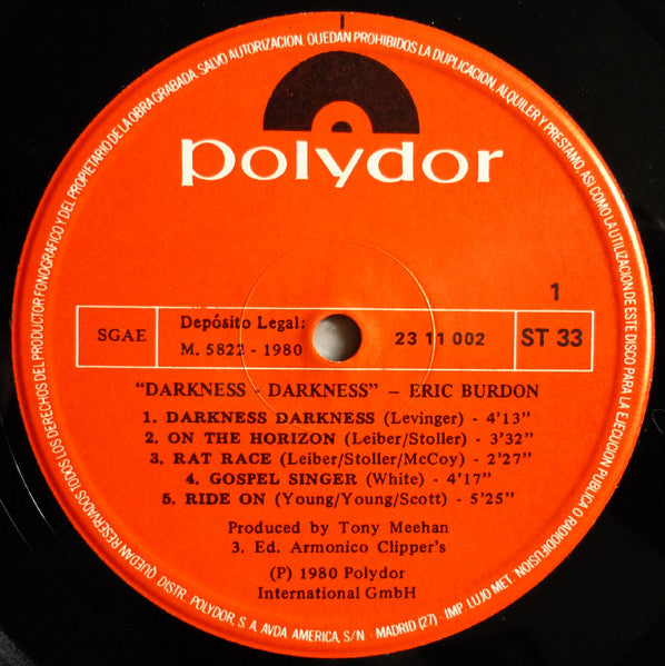 Eric Burdon : Darkness - Darkness (LP, Album)