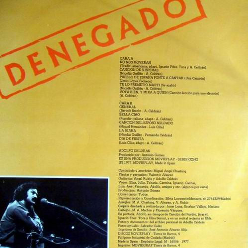 Adolfo Celdrán : Denegado (LP, Album, Gat)