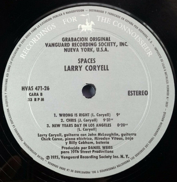 Larry Coryell : Spaces (LP, Album, RE)