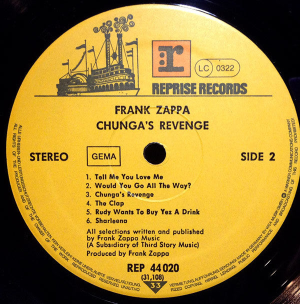 Frank Zappa : Chunga's Revenge (LP, Album, RE)