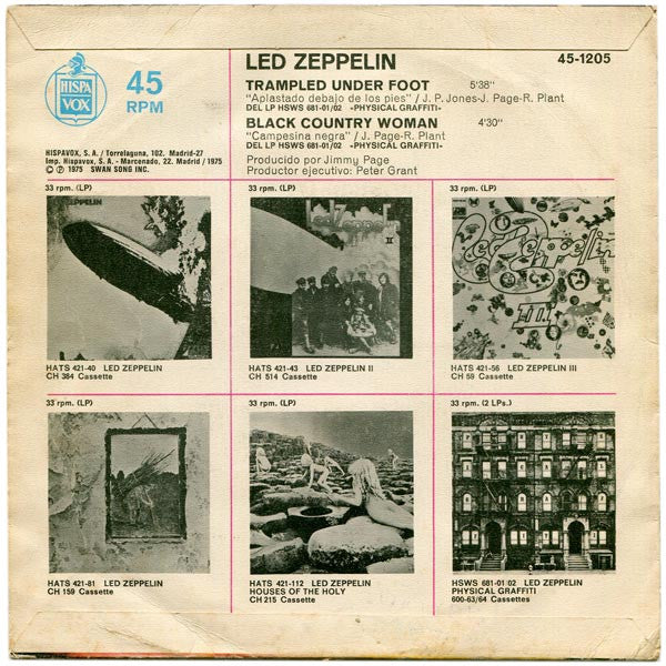 Led Zeppelin : Trampled Under Foot / Black Country Woman (7", Single)