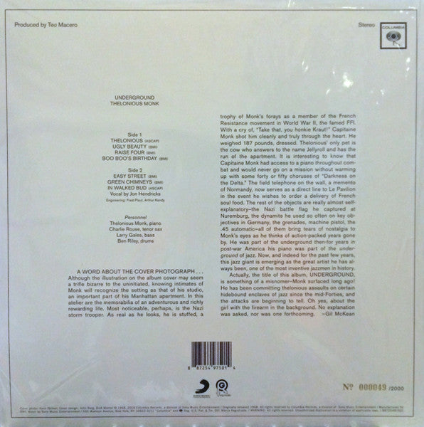 Thelonious Monk : Underground (LP, Album, Ltd, Num, RE, 180)