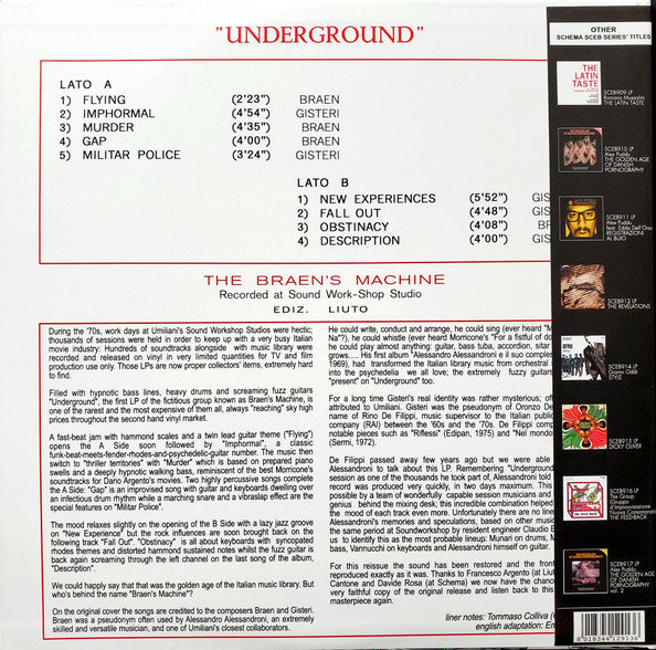 The Braen's Machine : Underground (LP + CD + Album, RE, RM, S/Edition)