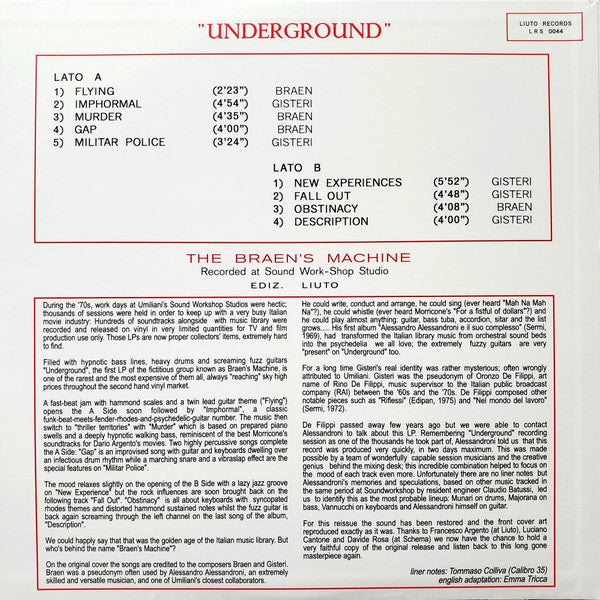 The Braen's Machine : Underground (LP + CD + Album, RE, RM, S/Edition)