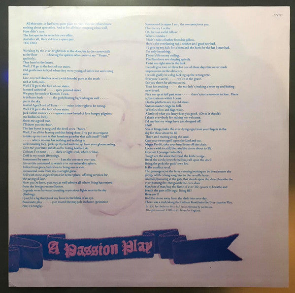 Jethro Tull : A Passion Play (LP, Album, RE)