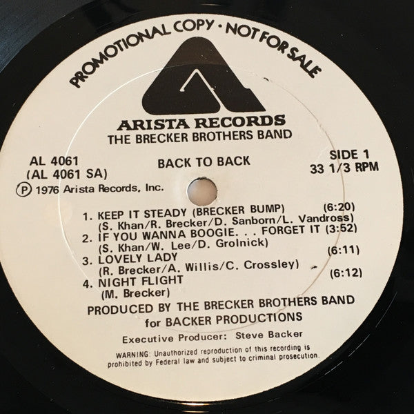 The Brecker Brothers Band* : Back To Back (LP, Album, Promo)