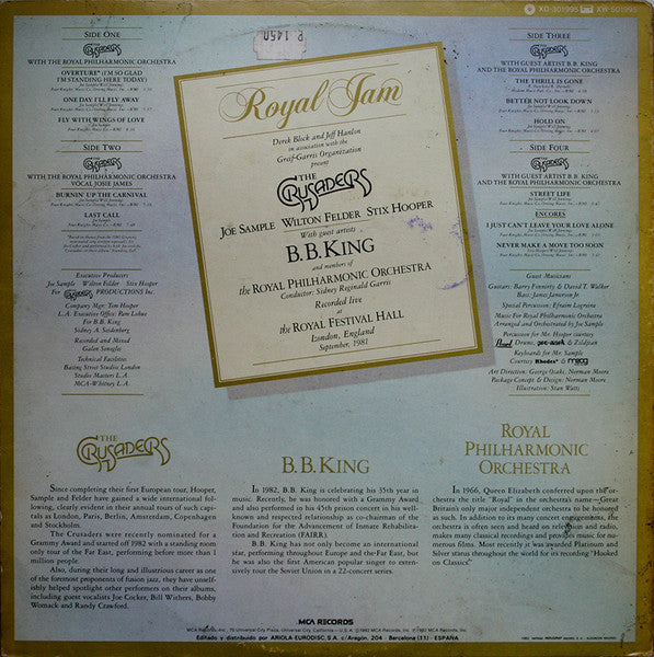 The Crusaders With B.B. King And The Royal Philharmonic Orchestra : Royal Jam (Recorded Live At The Royal Festival Hall, London) (2xLP, Album, Gat)
