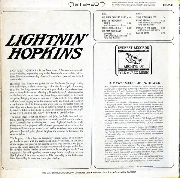 Lightnin' Hopkins : Lightnin' Hopkins (LP, Comp)