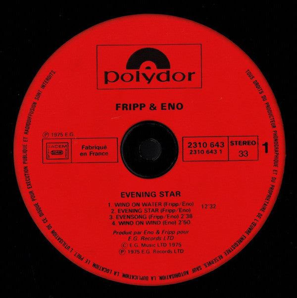 Fripp & Eno : Evening Star (LP, Album, RE)