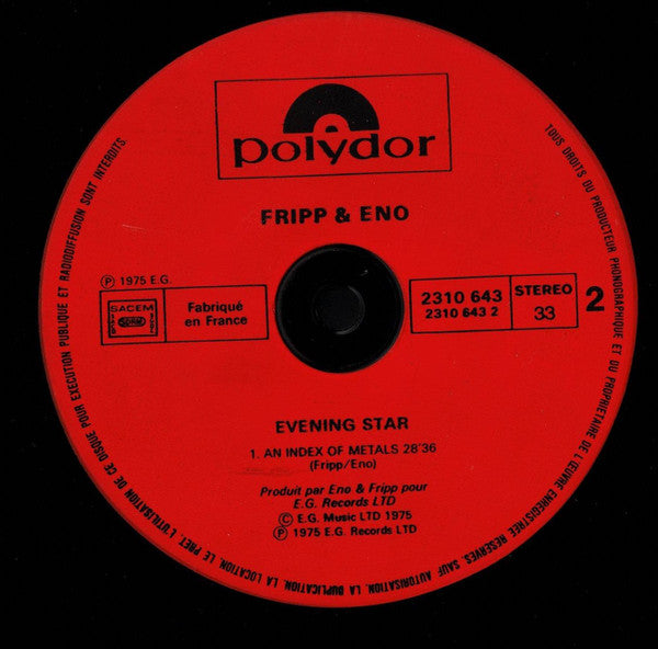 Fripp & Eno : Evening Star (LP, Album, RE)