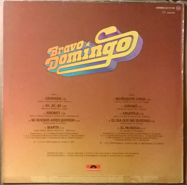 Placido Domingo : Bravo Domingo (LP, Comp)