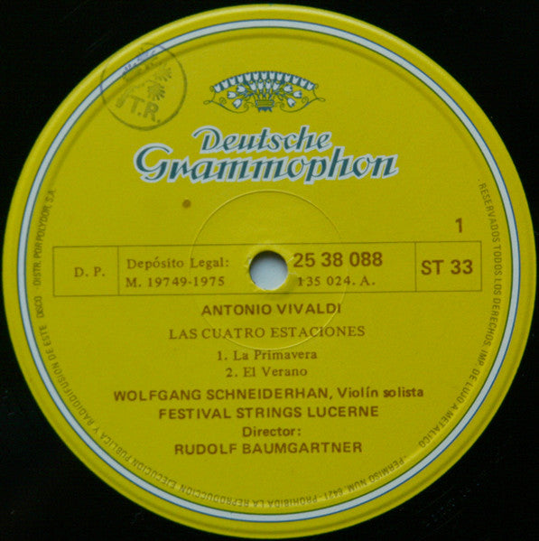 Antonio Vivaldi - Festival Strings Lucerne, Rudolf Baumgartner : Las Cuatro Estaciones (LP)