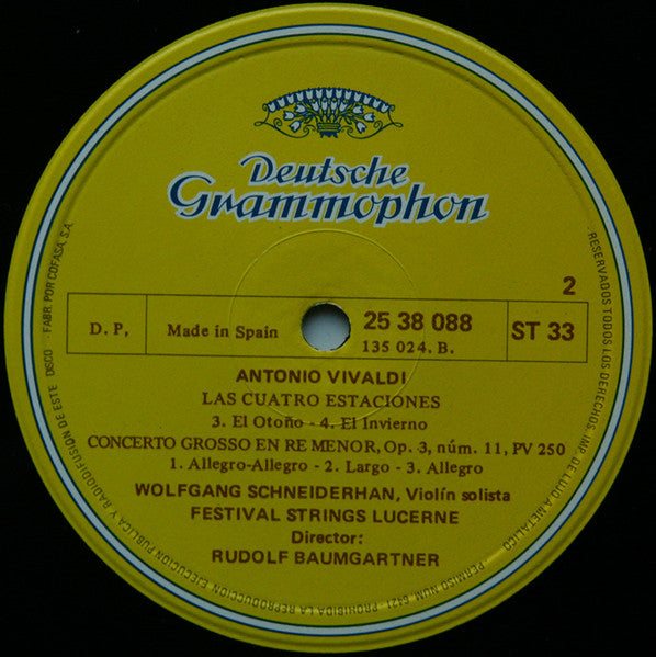 Antonio Vivaldi - Festival Strings Lucerne, Rudolf Baumgartner : Las Cuatro Estaciones (LP)