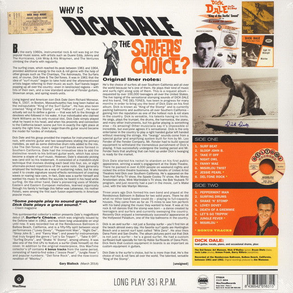 Dick Dale & His Del-Tones : Surfers' Choice (LP, Album, Ltd, RE, 180)