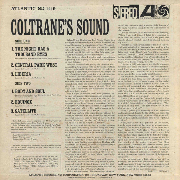 John Coltrane : Coltrane's Sound (LP, Album, Pre)
