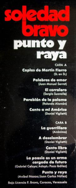 Soledad Bravo : Punto Y Raya (LP, Comp, Gat)