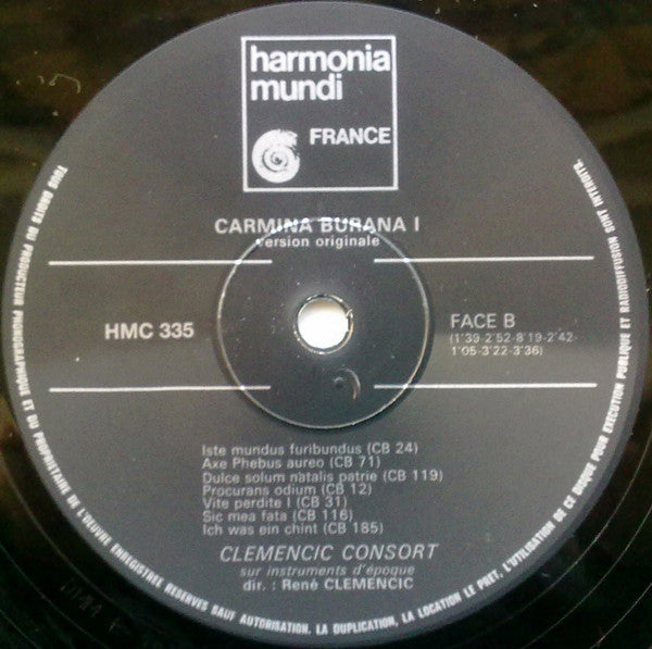 Clemencic Consort : Carmina Burana. Version Originale & Integrale. Volume 1 (LP, RE)