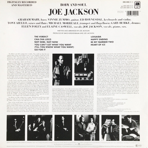 Joe Jackson : Body And Soul (LP, Album)