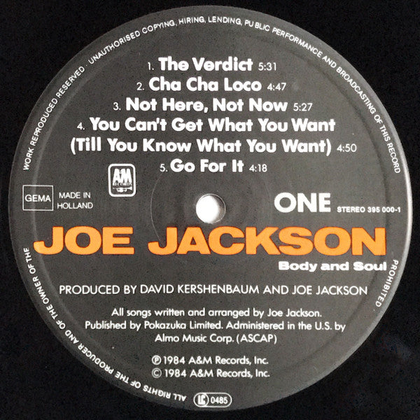 Joe Jackson : Body And Soul (LP, Album)