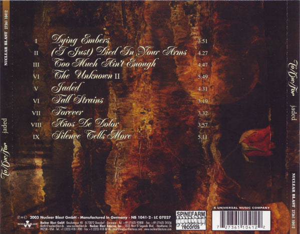 To/Die/For : Jaded (CD, Album)