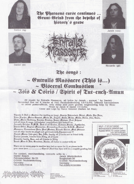 Entrails Massacre / Acoustic Grinder : Isis & Osiris / Si Credis Videbis Gloriam Dei (7", EP)