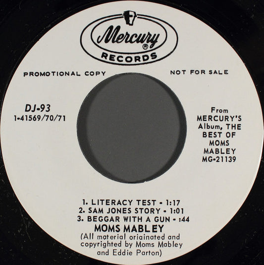 Moms Mabley : From Mercury's Album, The Best Of Moms Mabley (7", Promo, Smplr)