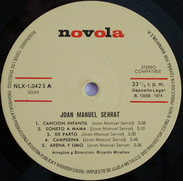 Joan Manuel Serrat : Joan Manuel Serrat (LP, Album, Gat)