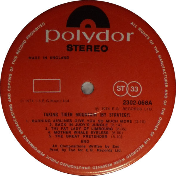 Brian Eno : Taking Tiger Mountain (By Strategy) (LP, Album, RE, Gat)