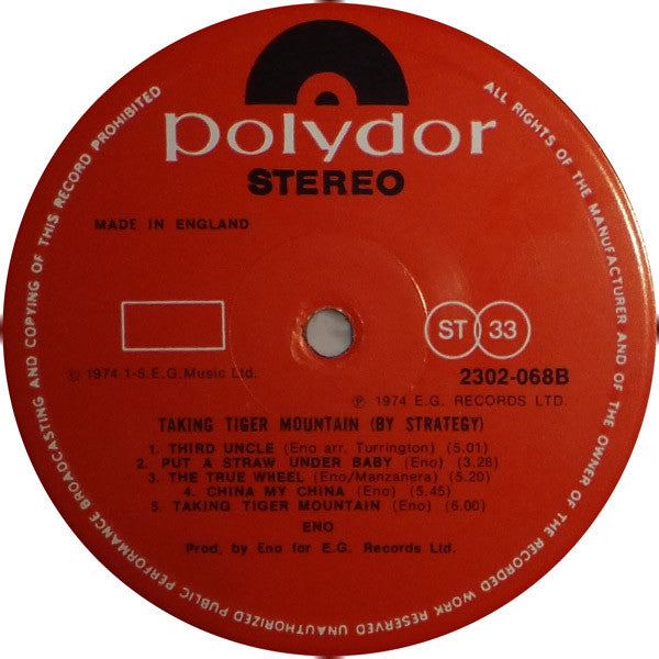 Brian Eno : Taking Tiger Mountain (By Strategy) (LP, Album, RE, Gat)