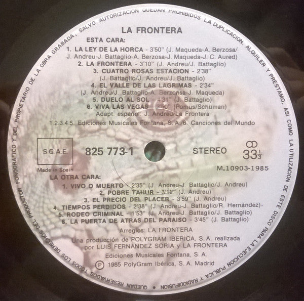 La Frontera : La Frontera (LP, Album, RP)