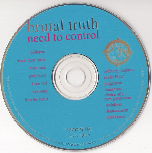 Brutal Truth : Need To Control (CD, Album)