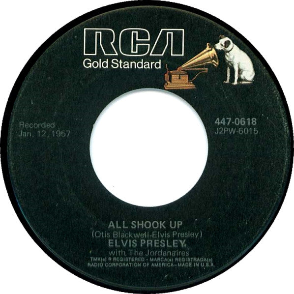 Elvis Presley With The Jordanaires : All Shook Up / That's When Your Heartaches Begin (7", Single, RE)