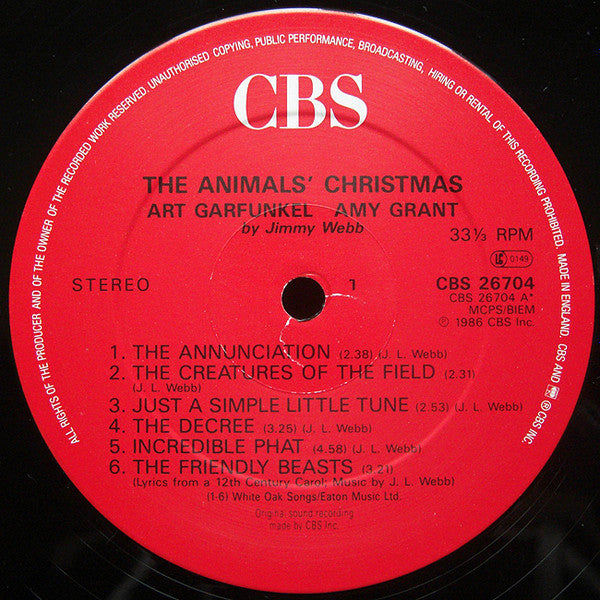 Art Garfunkel / Amy Grant / Jimmy Webb : The Animals' Christmas By Jimmy Webb (LP, Album)