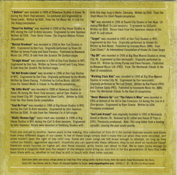 Sick Of It All : Outtakes For The Outcast (CD, Album, Comp)