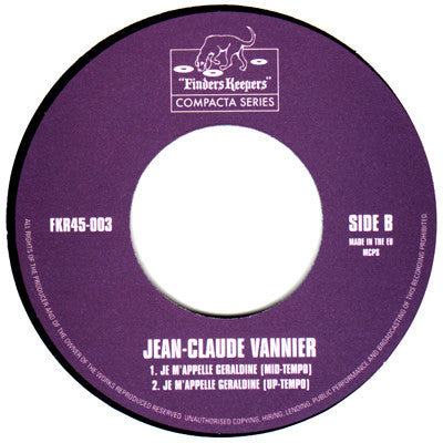 Jean-Claude Vannier : L'Enfant La Mouche Et Les Allumettes / Theme 504 / Je M'Appelle Geraldine (7", Ltd)