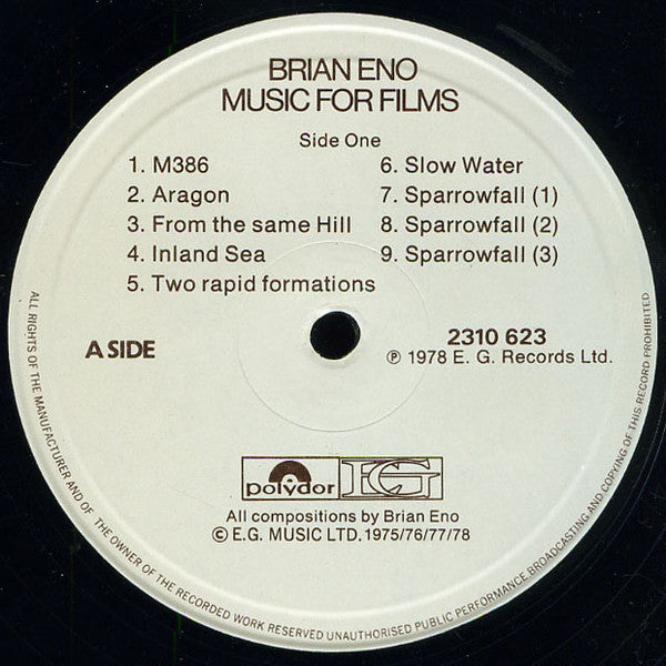 Brian Eno : Music For Films (LP, Album)