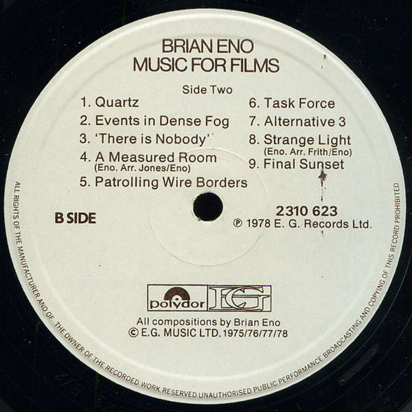 Brian Eno : Music For Films (LP, Album)