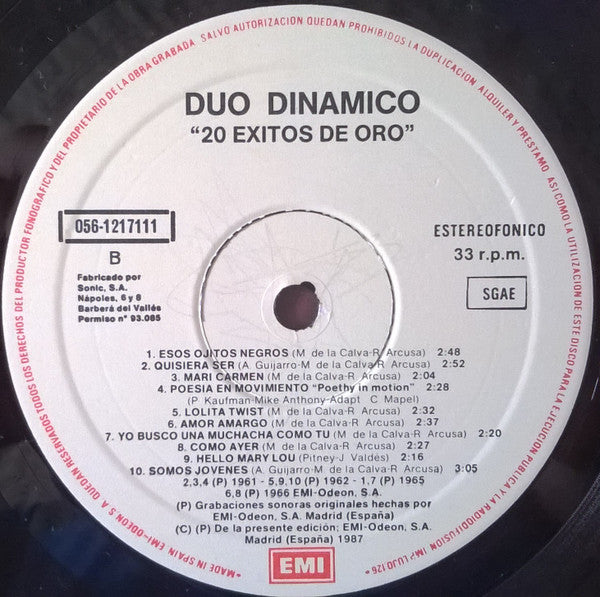 Dúo Dinámico : 20 Exitos De Oro (LP, Comp, RE)