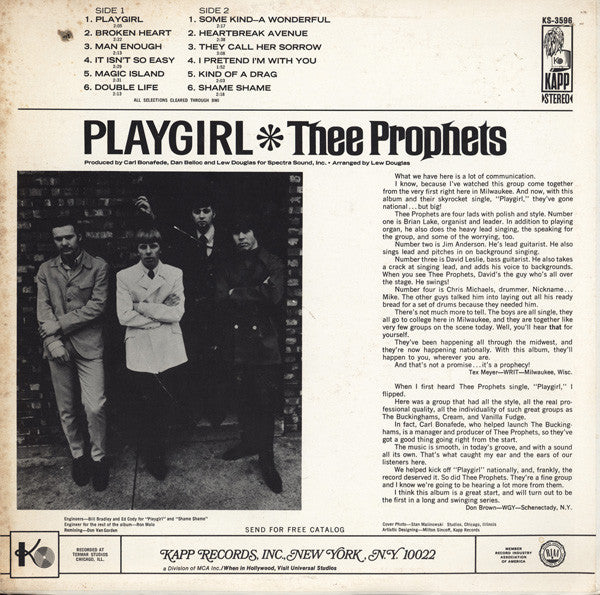 Thee Prophets : Playgirl (LP, Album)