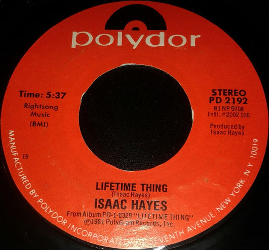Isaac Hayes : Lifetime Thing / Fugitive (7", Single)
