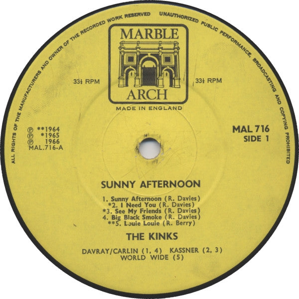 The Kinks : Sunny Afternoon (LP, Comp, Mono)