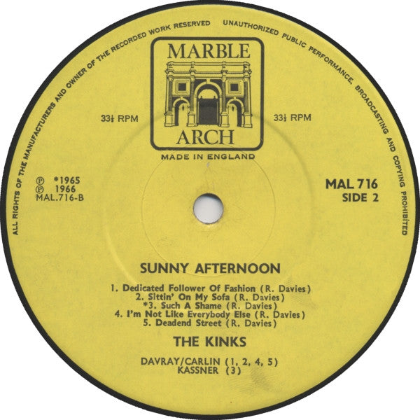 The Kinks : Sunny Afternoon (LP, Comp, Mono)