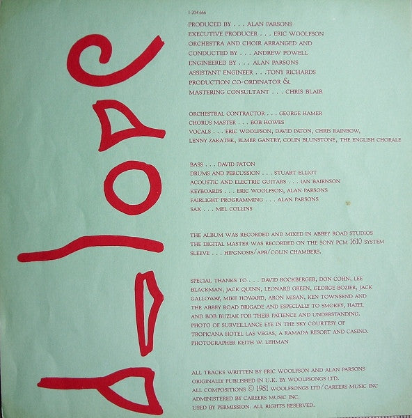 The Alan Parsons Project : Eye In The Sky (LP, Album)