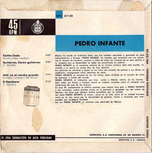 Pedro Infante : El Idolo De Mexico (7", EP)