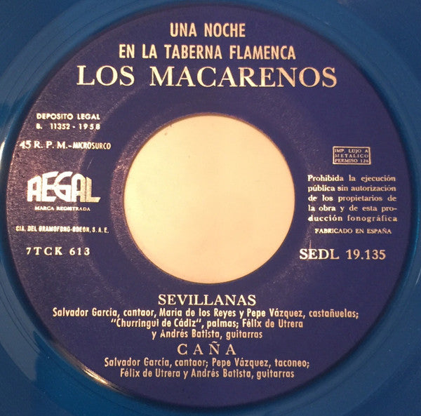 Los Macarenos : Una Noche En La Taberna Flamenca (7", EP, Blu)