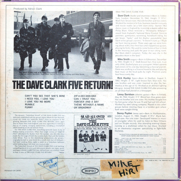 The Dave Clark Five : The Dave Clark Five Return! (LP, Album, Mono, San)